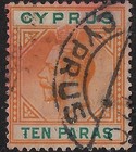Cyprus Scott 72 used, CV $13.50, KGV 10 pa orange & green. VF centering  (10k778 — photo 1