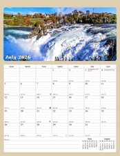 2026 - 2027 Calendar Magnetic Peel  Stick 18 Months 8.5" x 11" Waterfalls