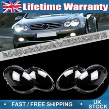 Pair Headlight Lens Cover Clear For Mercedes Benz W230 R230 SL500 SL600 2003-08