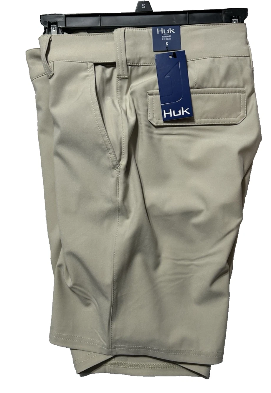 Huk Pursuit Men's Small 8.5 Inch Shorts Khaki Performance Fishing Quick Dry (R1)
