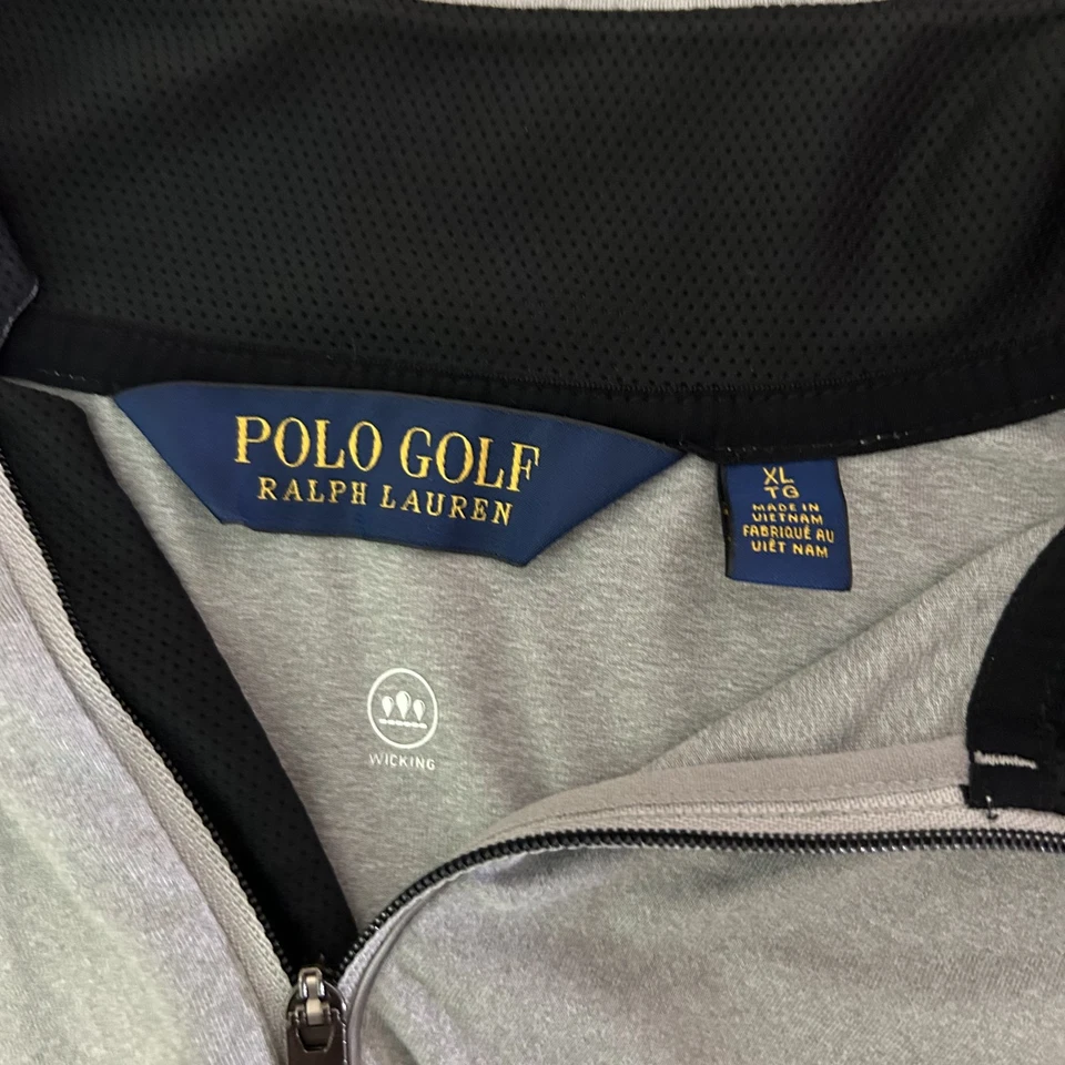 Polo Golf Ralph Lauren Hombres XL Gris Claro 1/4 Cremallera Pullover Rendimiento Foto 4 de 4