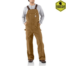 Carhartt Mens Duck Bib Overalls Sz 32x30 Brown Canvas Work Wear
