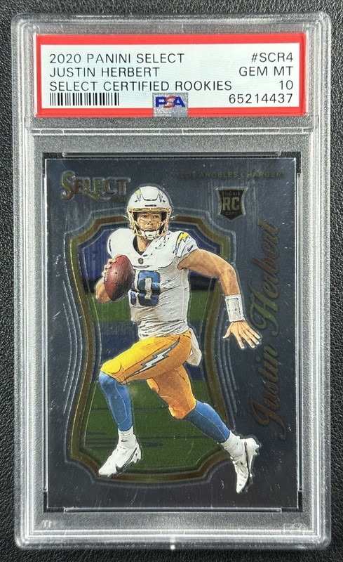 JUSTIN HERBERT PSA 10 2020 PANINI SELECT #SCR-4 ROOKIE CERTIFIED ROOKIES RC 4437