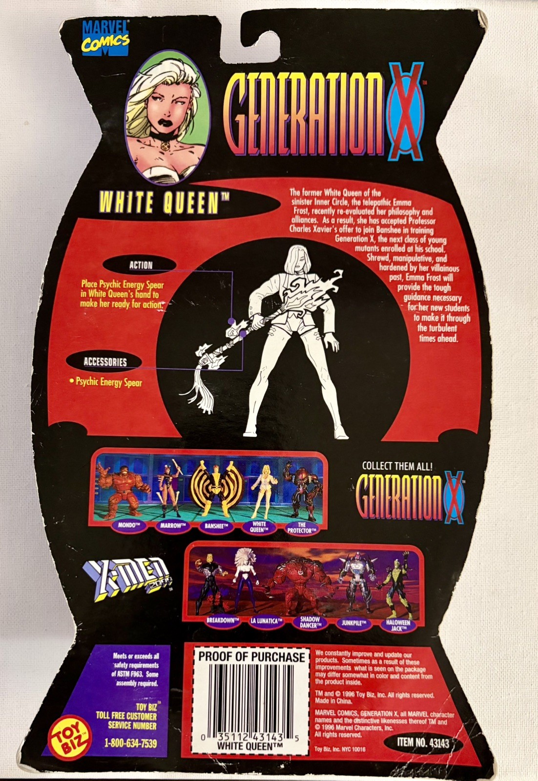 X-Men Generation X White Queen Action Figure Toy Biz MOC 1996 - Thumbnail 6
