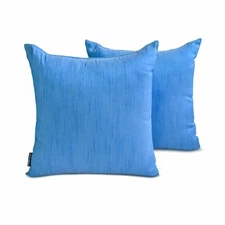 Light Blue Silk Throw Pillow Covers, 16"x16" (Pack of 2)-Light Blue Luxury