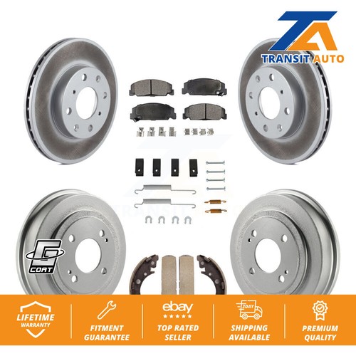 Coated Brake Rotor Semi-Metallic Pad & Drum Front Rear Kit (7Pc) For Honda Civic - Picture 1 of 12