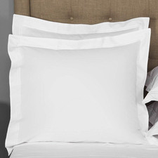 European Square Pillow Shams Set of 2 White 600 Thread Count 100 Natural Cotton