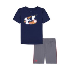 New Under Armour 2-Piece UA Baseball Tech Graphic Shirt  Shorts Size 6 MSRP 40