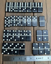 Rare Vintage Puremco Marblelike Dominoes #716 Black Standard Domino Set In Box