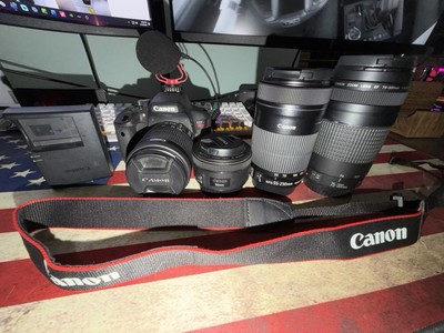 Canon EOS Rebel T6i Digital SLR with EF-S 18-55mm IS STM + 3 Other Lens