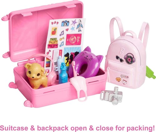 Barbie Malibu Doll and Puppy Travel Set 10+ Pieces Mattel HJY18 - Picture 4 of 8