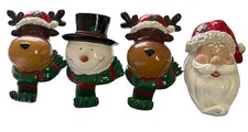 4 Christmas Stocking Holder Hanger Santa Snowman Holiday Heavy Mantle Fireplace