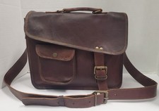 Vintage-Style Brown Leather  Men's Satchel/Messenger Bag  Very Good Cond  CleanNice