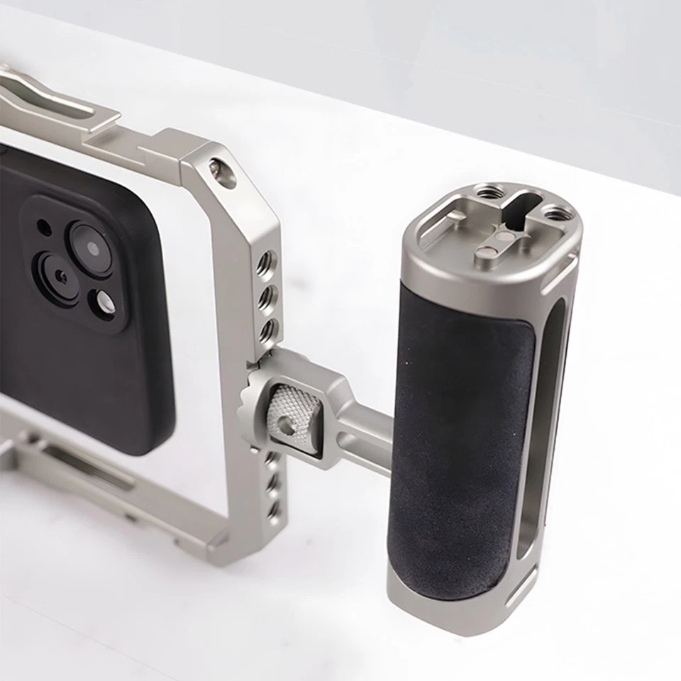 Trípode de mano de metal de aluminio para teléfono celular jaula de video plataforma estabilizador con asas Foto 4 de 4