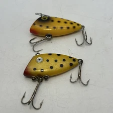 2- Vtg Swimming Minnow, Pico Perch Style Crankbait Fishing Lure 2” 0.3oz 