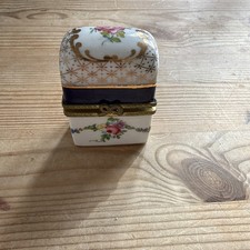 Past Times Porcelain Trinket Box with Perfume Bottles Decorative Keepsake