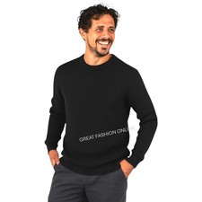 Mens Jumper Knitted Pullover Winter Long Sleeve EX STORE Crew Round Neck NEW