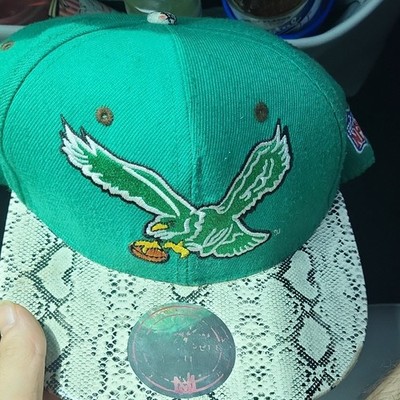 Mitchell & Ness Philadelphia Eagles NFL Green Snapback Hat w/ Snakeskin Brim
