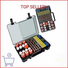 Battery Organizer Storage Case with Tester Checker. Batteries Holder Box Contain