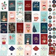 24 Foiled & Glittery 6x4 in Assorted Christmas Cards with Envelopes & Stickers 