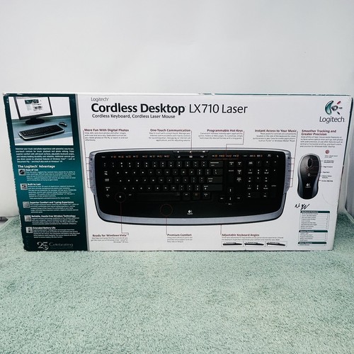 Logitech Cordless Desktop LX710 tastiera e mouse laser 967670-0403 NUOVO - Foto 2 di 3