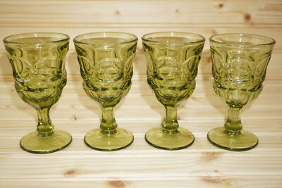Fostoria Argus Green (4) Wine Glasses, 4 7/8''  (S23)
