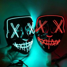 Halloween Clubbing Light Up "Stitches" LED Mask Costume Rave Cosplay EDC Party