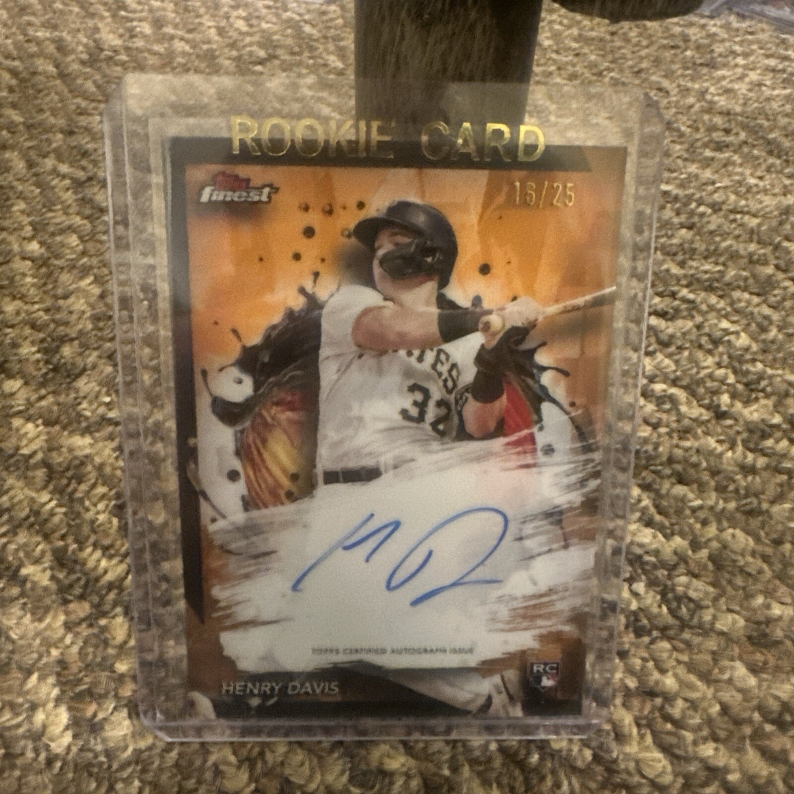 2024 Topps Finest Henry Davis Orange Refractor Rookie Auto Autograph #16/25