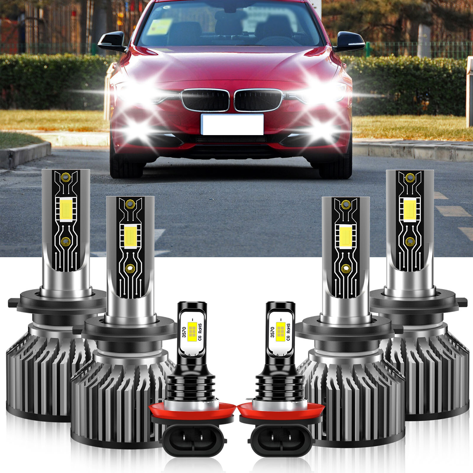 6x LED Headlight Bulb Combo Fog Light 6500K white kit For BMW 328i 2009-2016
