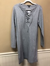 J Crew Mercantile Gray Sweater Dress Lace Up Neckline Size S NWT