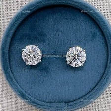 14K White Gold Brilliant Cut April Birth Diamond Stud Best Friend Gift Earrings