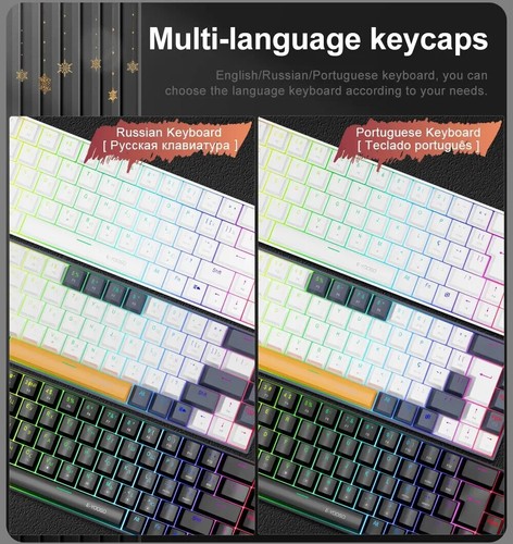 RGB USB 60% Mini Slim Mechanical Gaming Wired Keyboard Red Switch 68 Key Russian - Picture 18 of 33