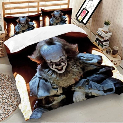 GUIDEAR Pennywise Clown Duvet Cover Set Bedding Set Single Double King with Pillowcase
