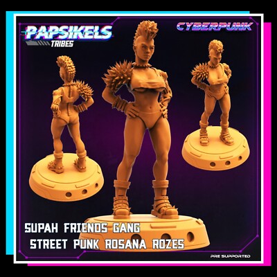 Street Punk Rosana Rozes Cyberpunk 3D Printed Papsikels Miniature #CYP010