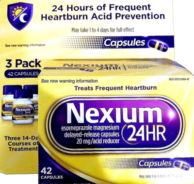 Nexium 24HR Heartburn Prevention Esomeprazole 20 mg 42 Capsules EXP 07/2026