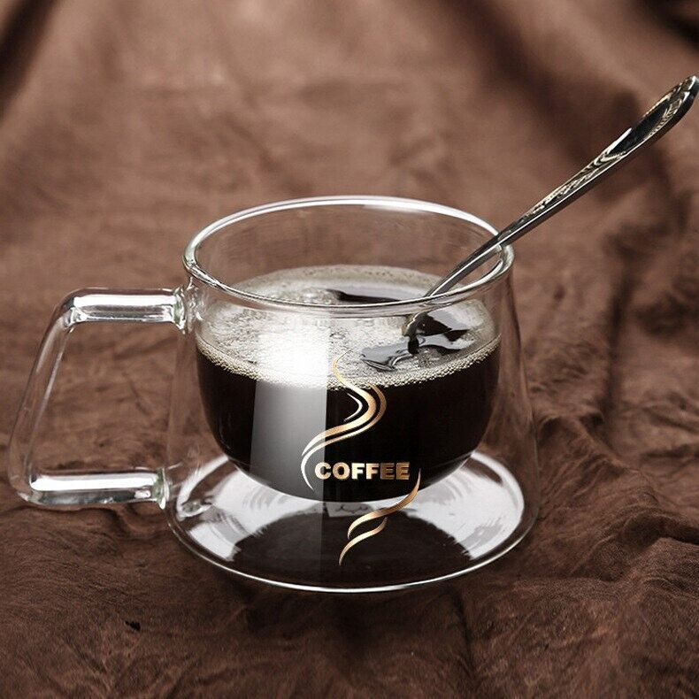 Kaffeetasse Becher Tasse Kaffeeglas mit Griff beständig gegen Hitze und Kälte