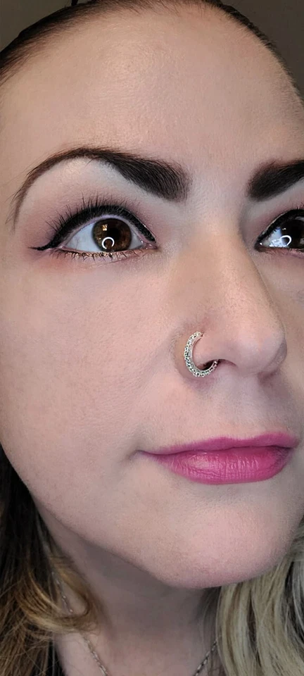 Anillo de plata esterlina 22G para nariz perno circonita cúbica transparente tachonado aro nariz piercing joyería Foto 4 de 4