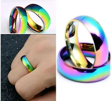 Fashion Jewelry Ring Rainbow Stainless Steel Mens or Womens 12-11