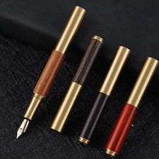 Mini Pocket Wood Fountain Pen Metal Business Office  Portable Ink Supplies Pen