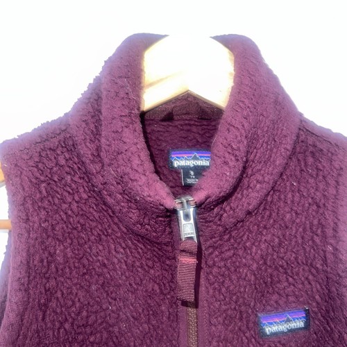 Patagonia Vest Kids Burgundy Full Zip Fleece Size S 7-8 - Picture 4 of 9