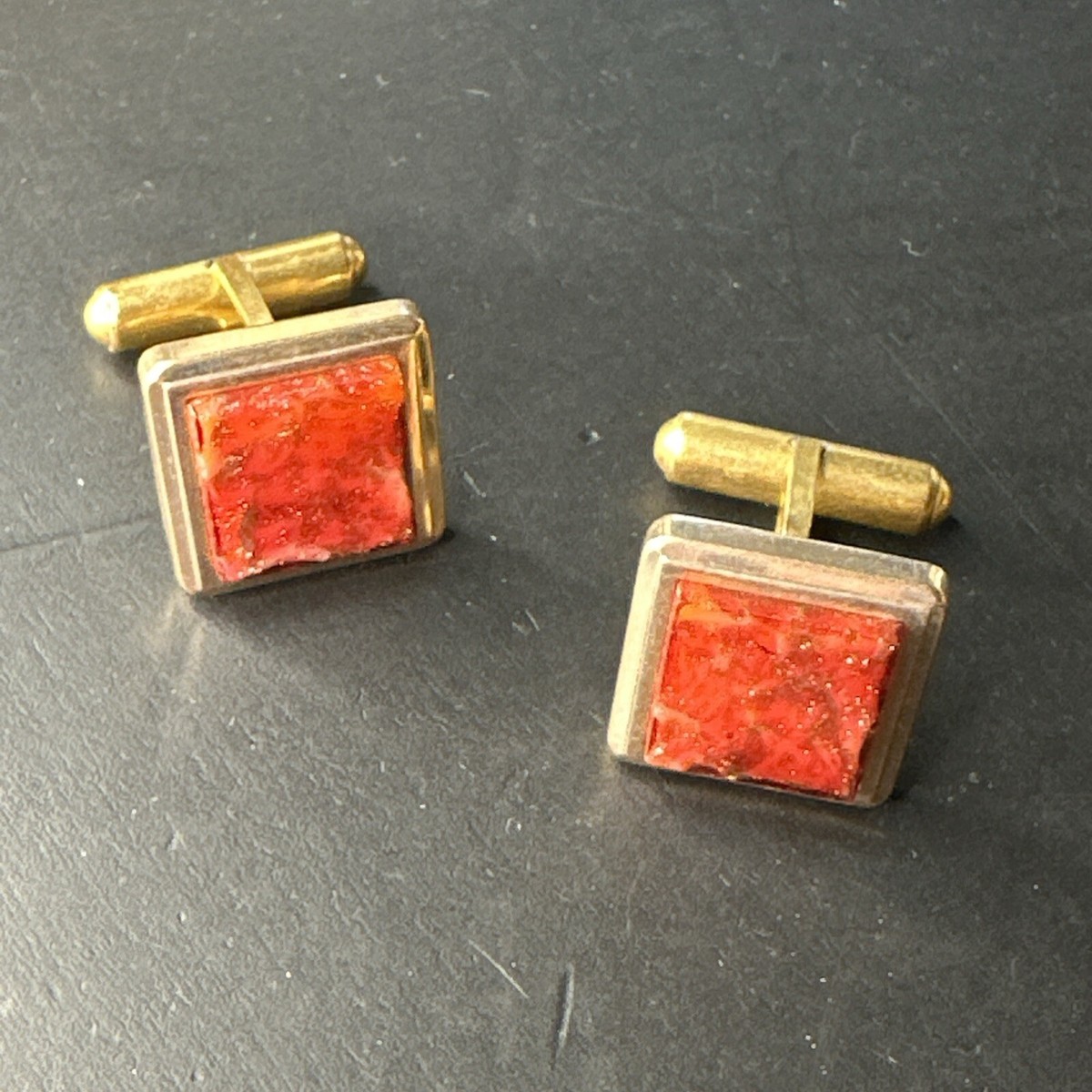Paire De Boutons De Manchette Art Nouveau - Plaqué Or 18k 750 - Motif Circulaire