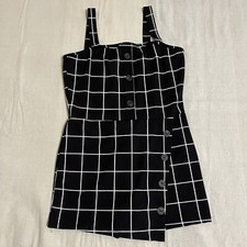 Mini vestido para mujer Adara negro blanco correas geométricas pantalones cortos debajo