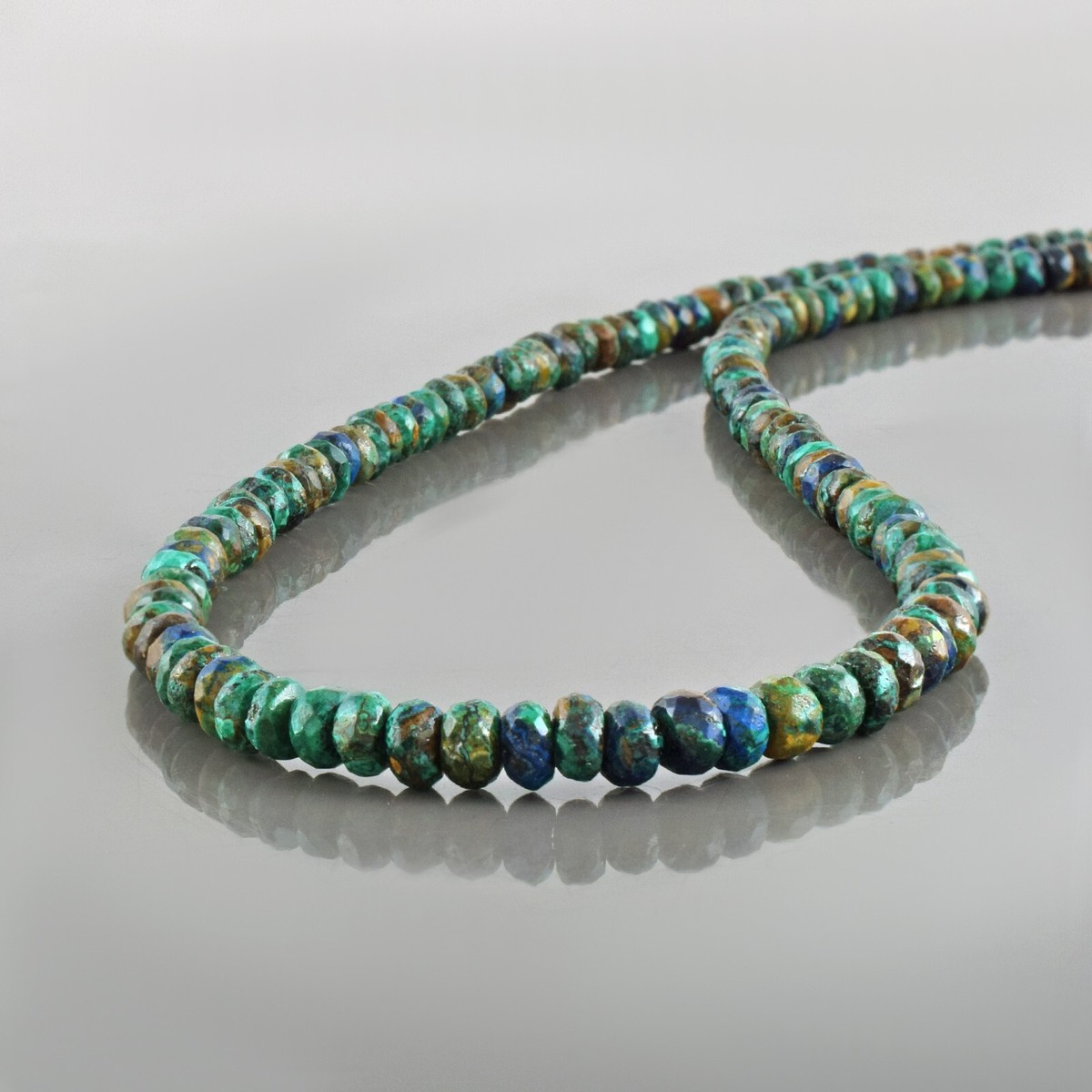 Handmade Natural Malachite Azurite Beaded Necklace 18