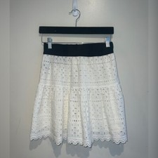 REFORMATION Wench Black Front Hook Closure Eyelet Silk Skirt Size S