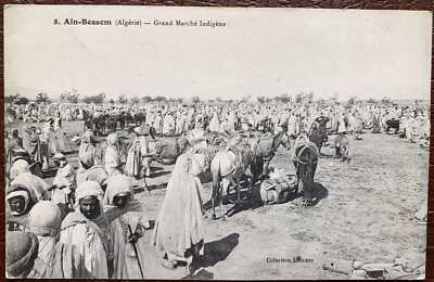 ALGERIEN AIN-BESSEM INDIGENER MARKT AK 1917 CPA FOTO ALTE KOLONIE