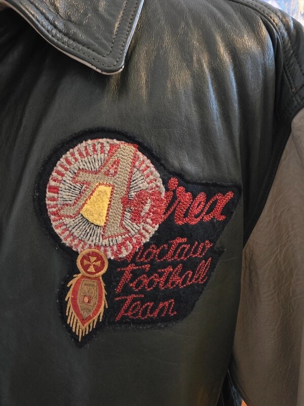 AVIREX CHOCTAW FOOTBALL TEAM LEATHER VARSITY JACKET GREEN