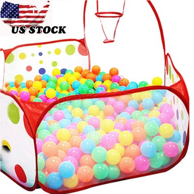 Best Reviews Pop up Hexagon Polka Dot Kids Ball Play Pool Tent Carry Tote Toy W 50 Balls US