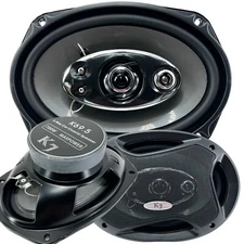 2x Audiotek K7 6x9 1400 Watt 5-Way Red Car Audio Stereo Coaxial Speakers- K69.5X