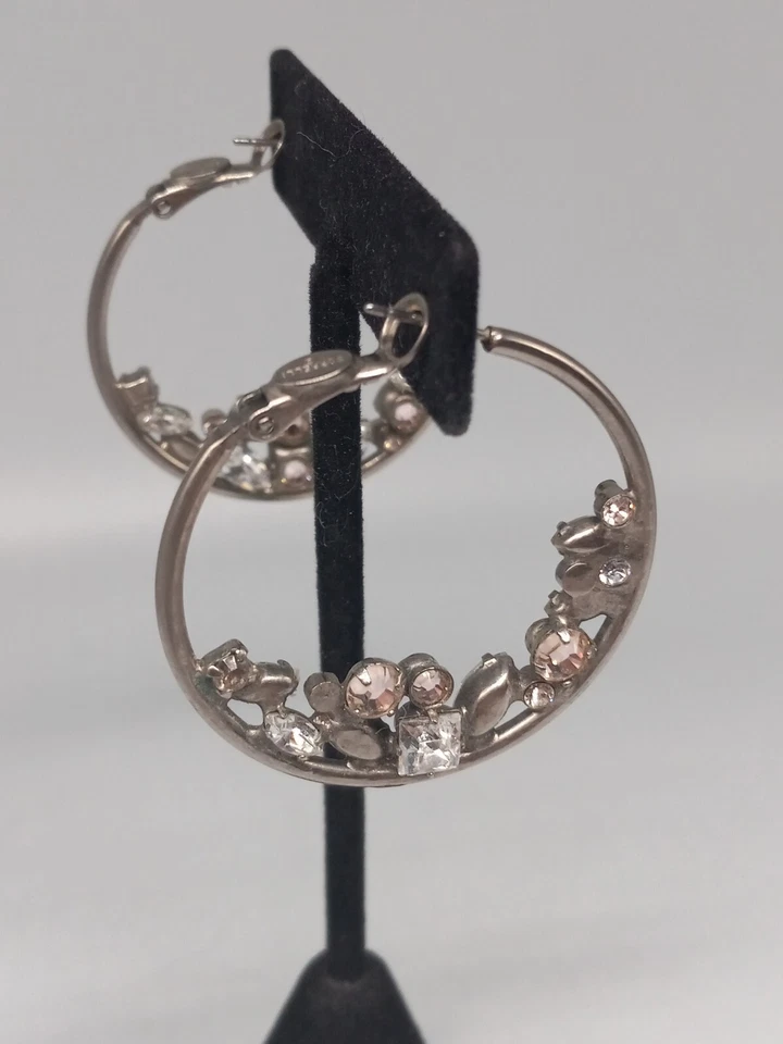 Sorrelli «Снежный кролик» плавающий розовый прозрачный кристалл пирсинг серьги-кольца - Изображение 3 из 4