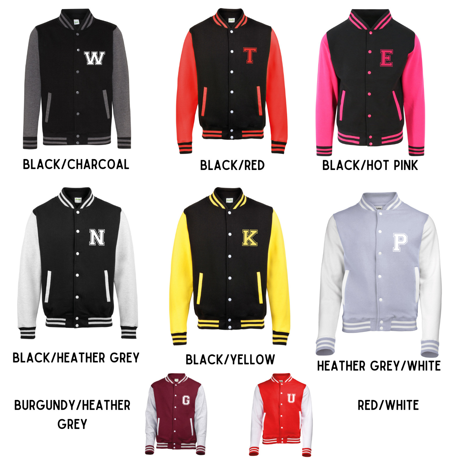 Personalised Initials Unisex Adult Varsity Jacket Custom Monogram College Jacket image 5